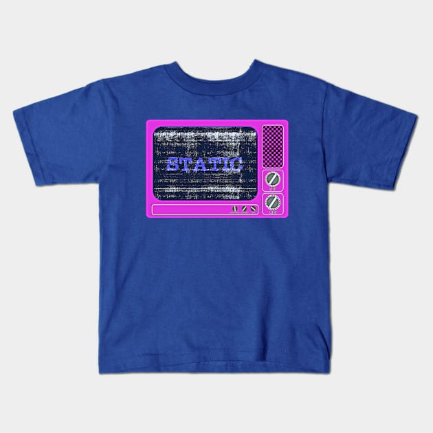 Retro Television Set with Static Kids T-Shirt by radiogalaxy